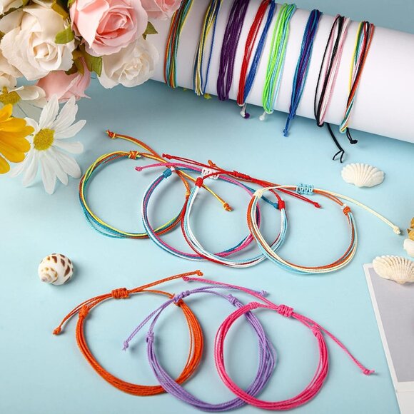 50 Pcs Beach String Friendship Bracelets Waterproof Handmade Cord Multi Color - Picture 2 of 8
